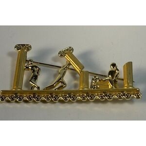 Vintage Brooch AJC Theatre Acropolis Fallen Corinthian Pillars Pin Brooch